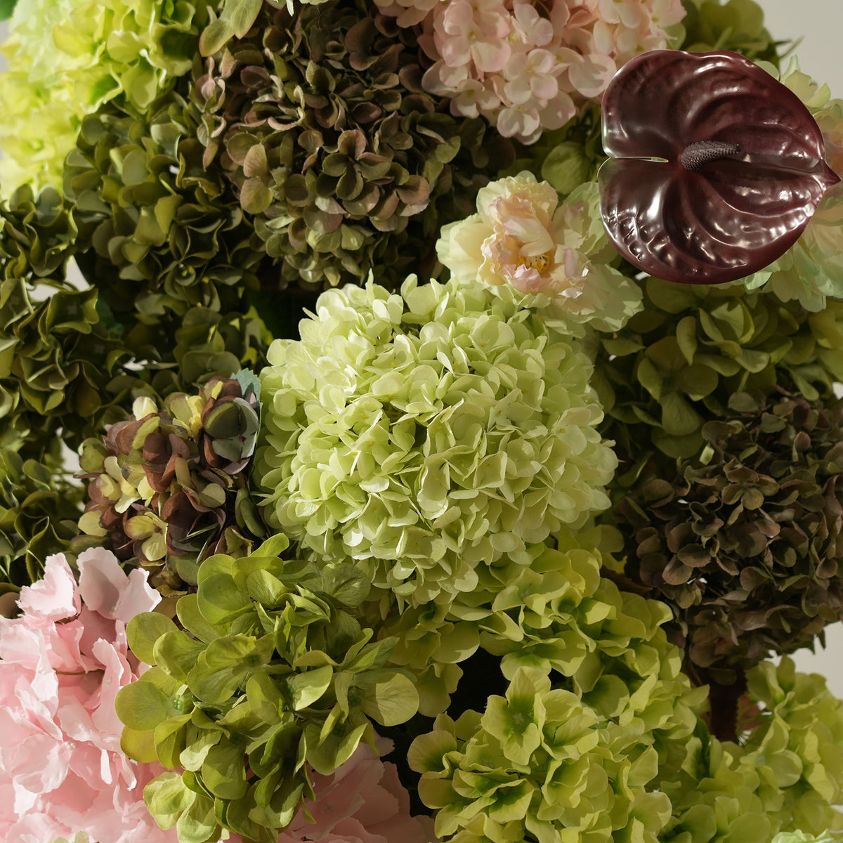 Sage and blush flower runner for event reception