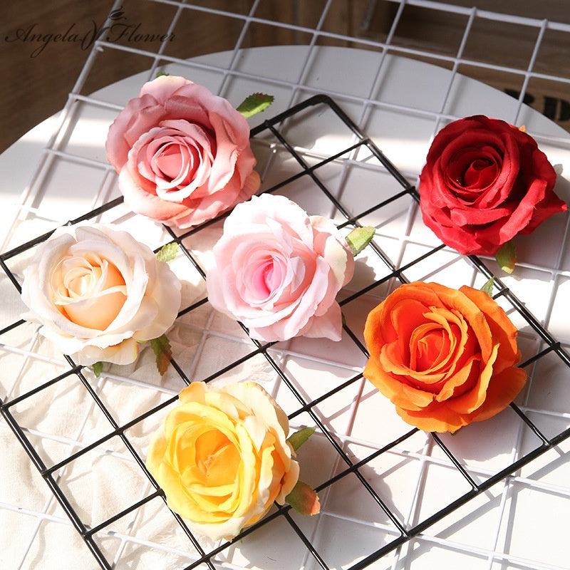 Artificial Colorful Rose Flower Heads for DIY Wedding Floral Arrangements