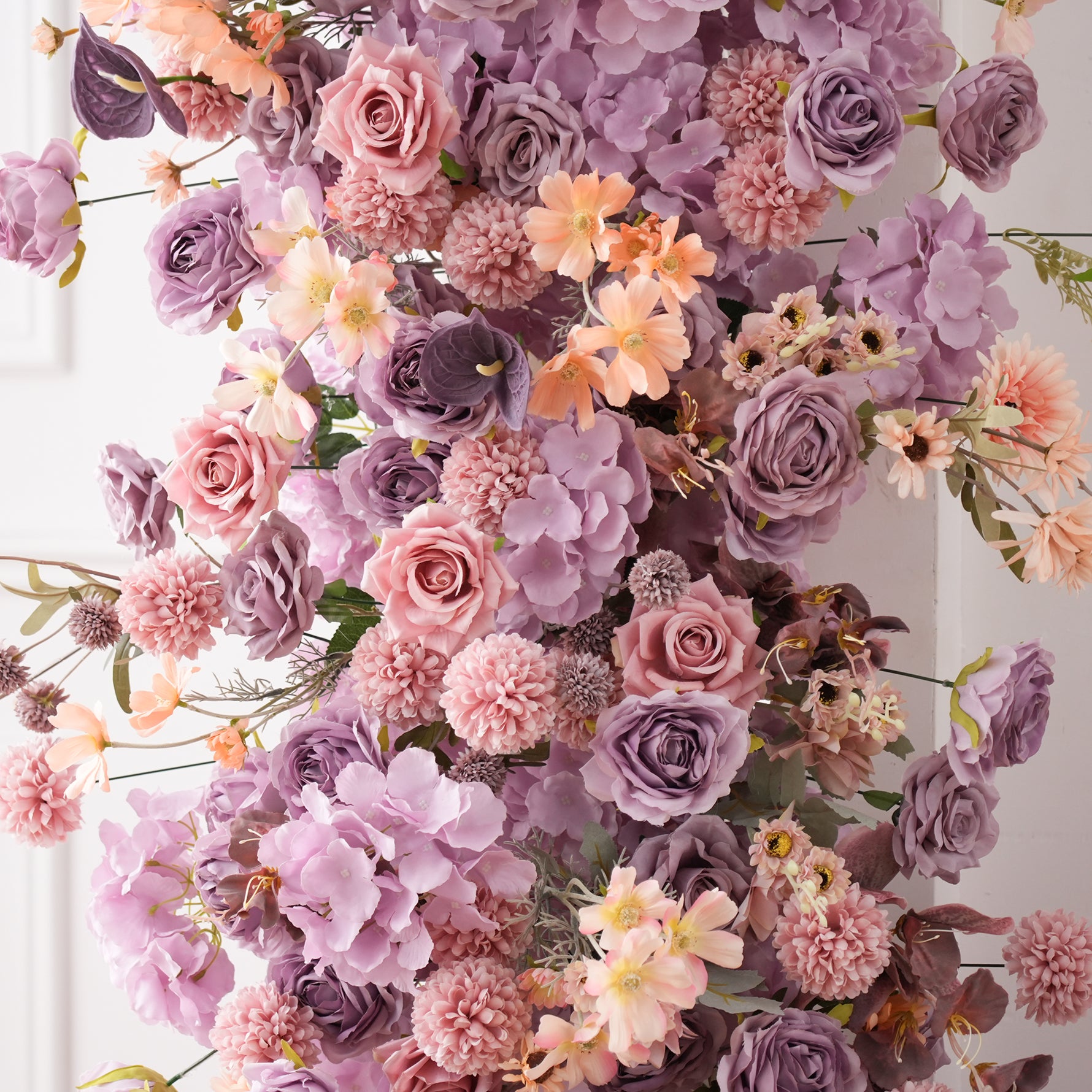 Purple Pompom Flower Wedding Backdrop Set
