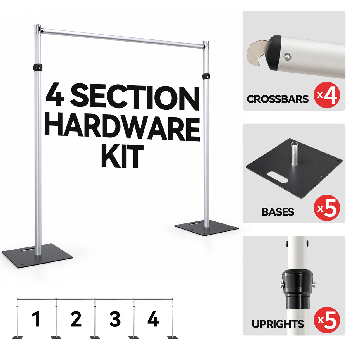 Four posts backdrop stand for large fabric photo backdrop