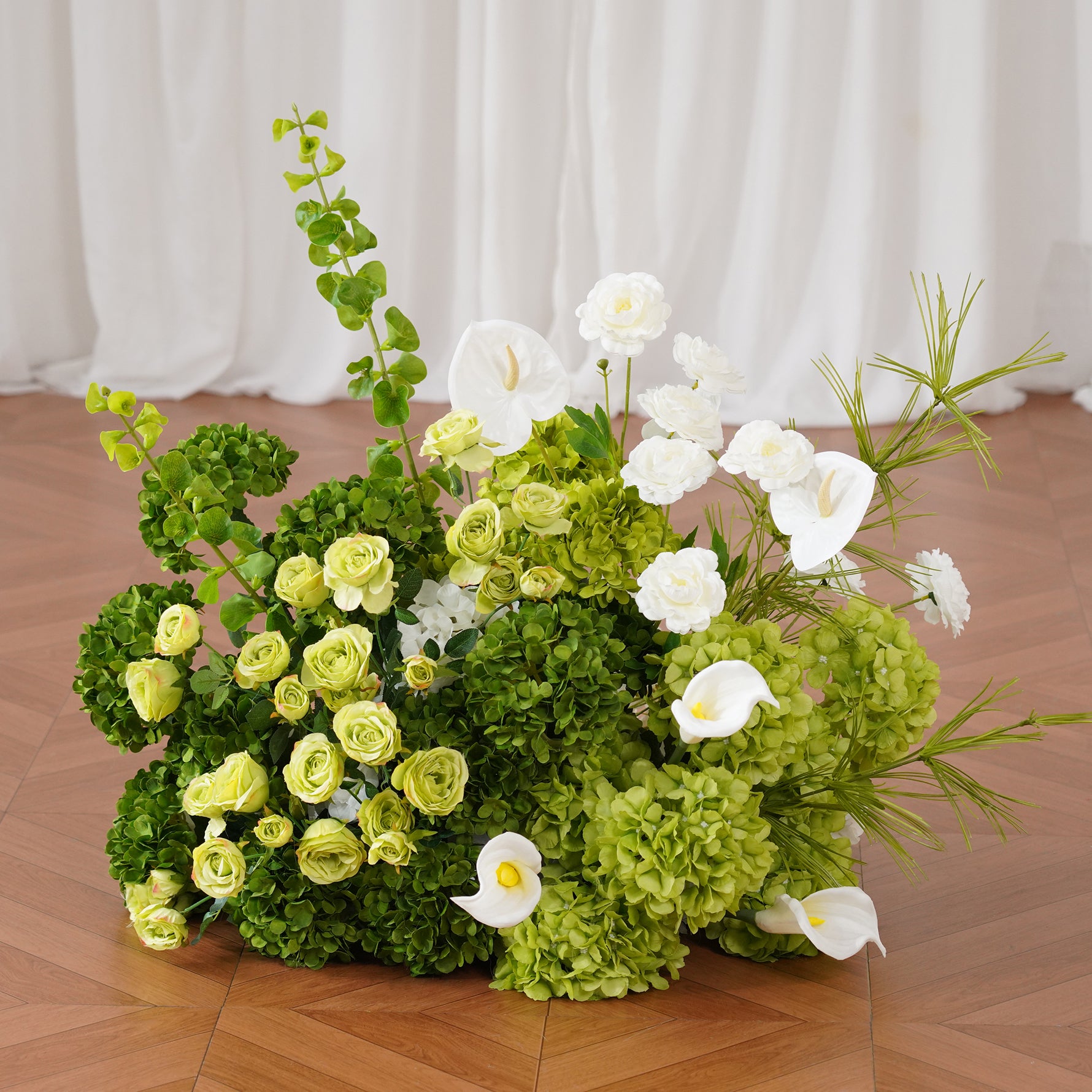 White Calla Lily Green Hydrangea Floor Flowers