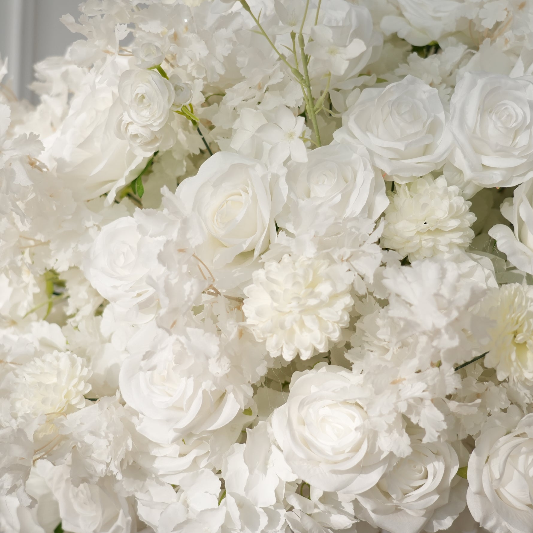 Luxury White Flower Arrangement with Roses and Hydrangeas
