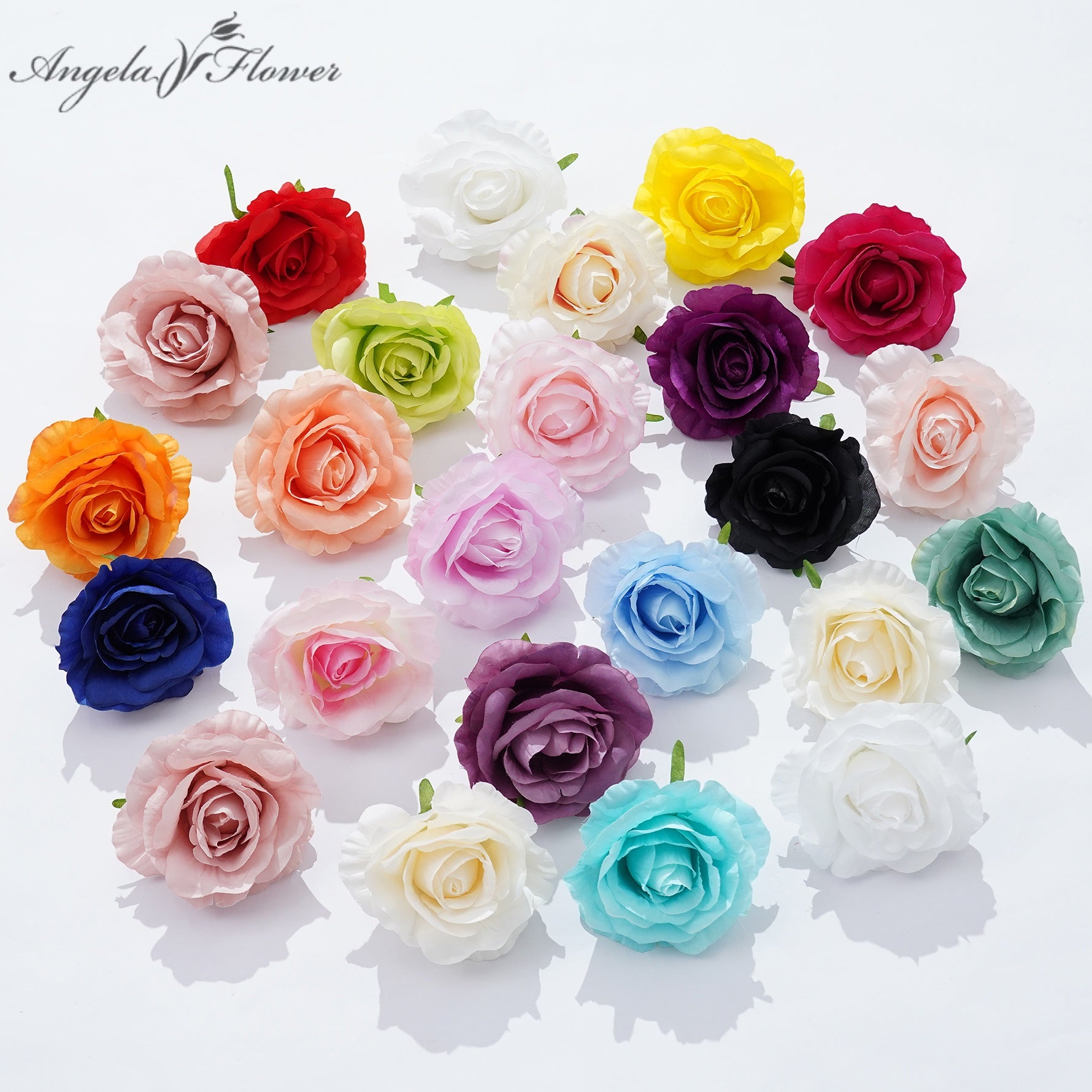 Colorful artificial rose heads for DIY wedding flower arrangements