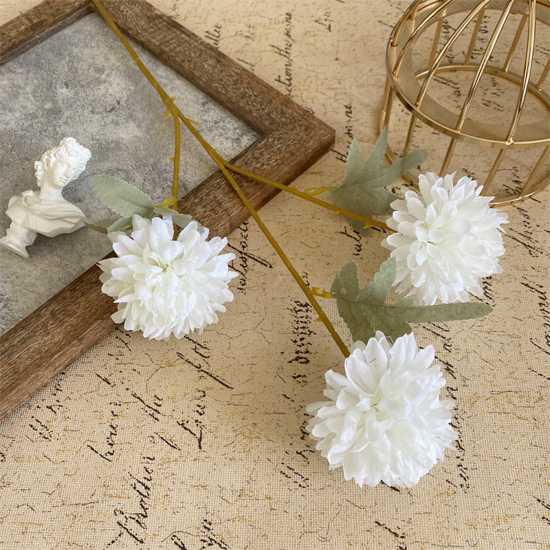 Artificial Dahlia Flower Branches with Greenery Leaves
