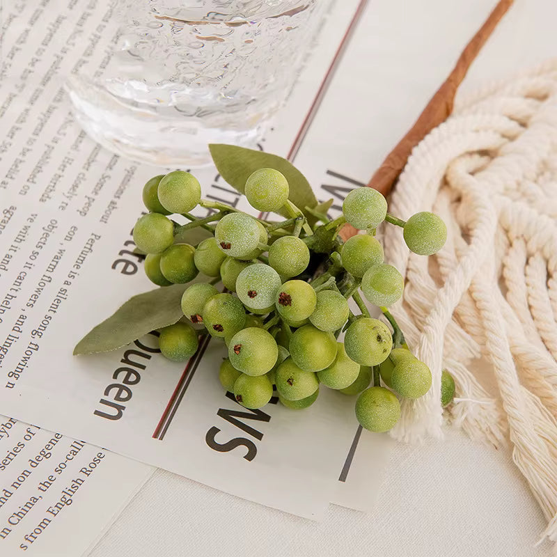 Ins style dusty green faux wild berry branch for home decor