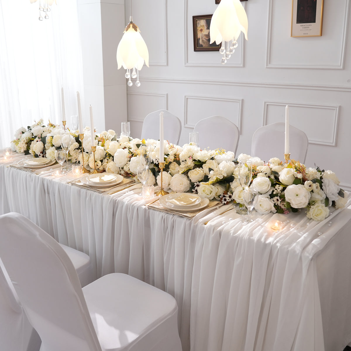 premium reusable faux flower table runner wedding