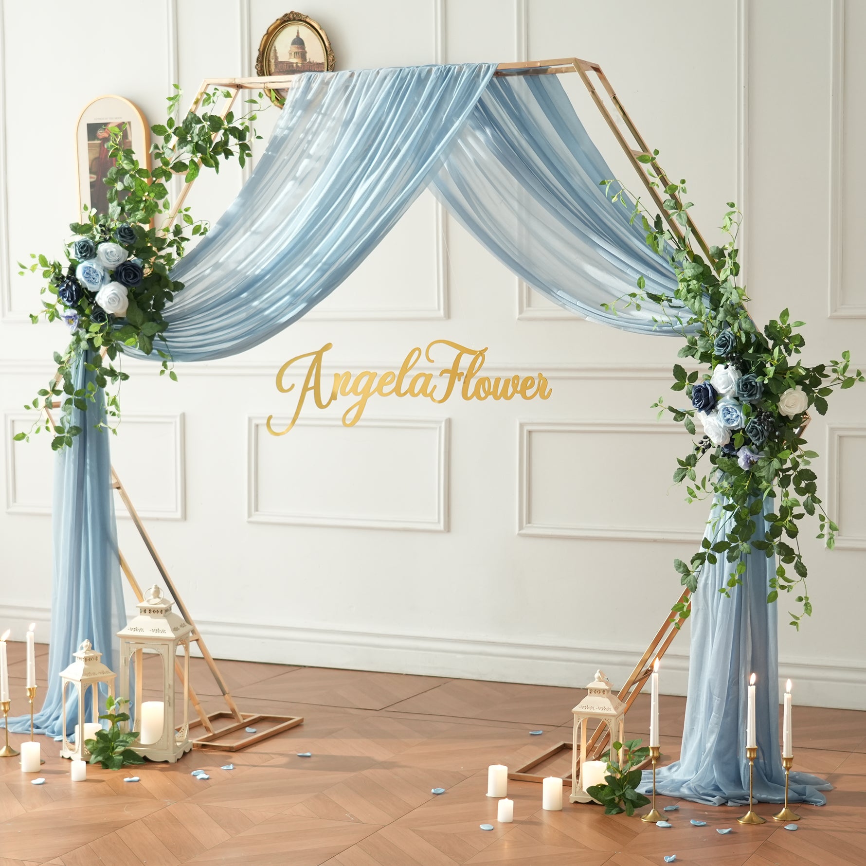 Wedding backdrop silk flower corner swag