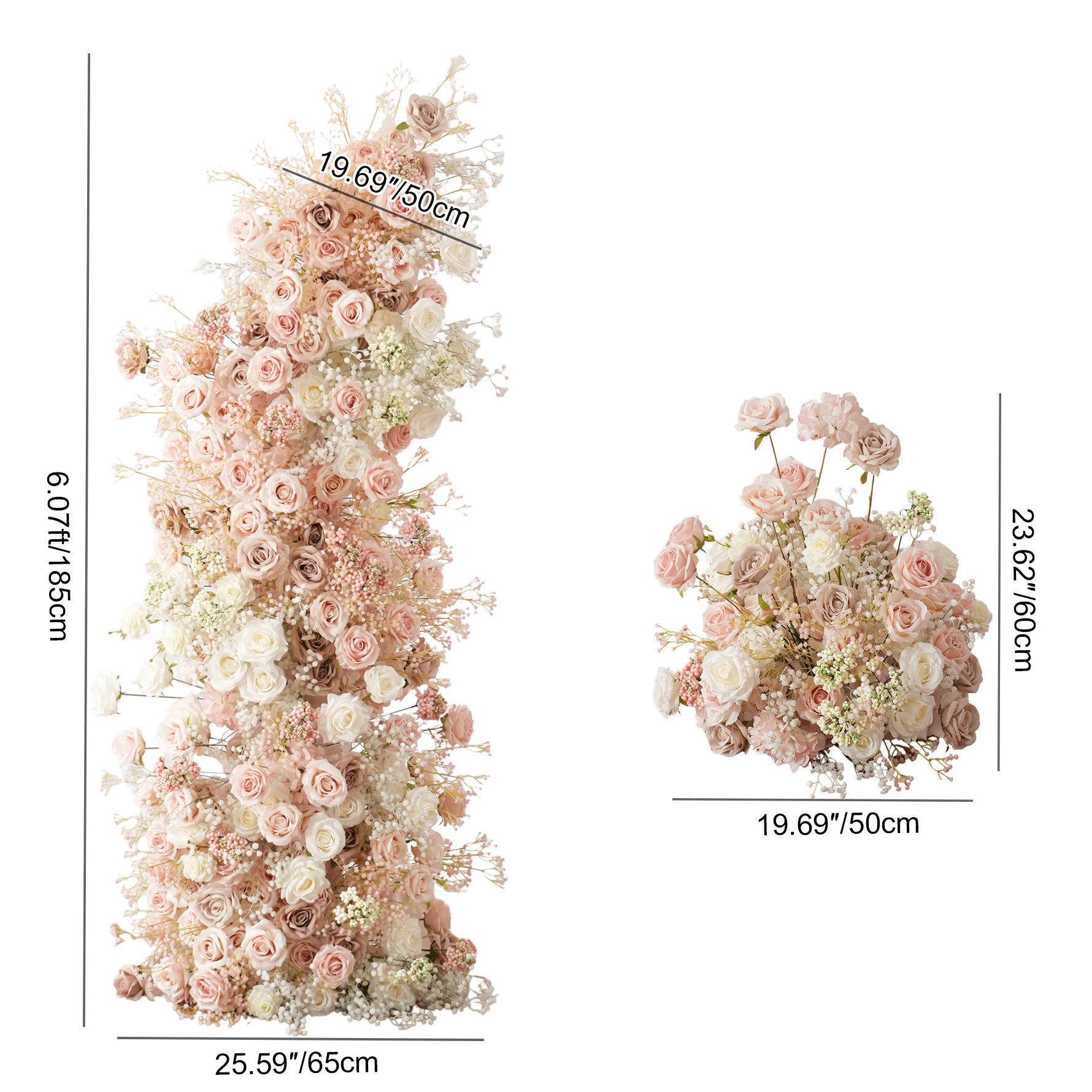 wedding ceremony faux rose baby breath decor