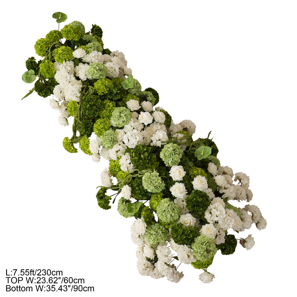 white green removable flower row for wedding