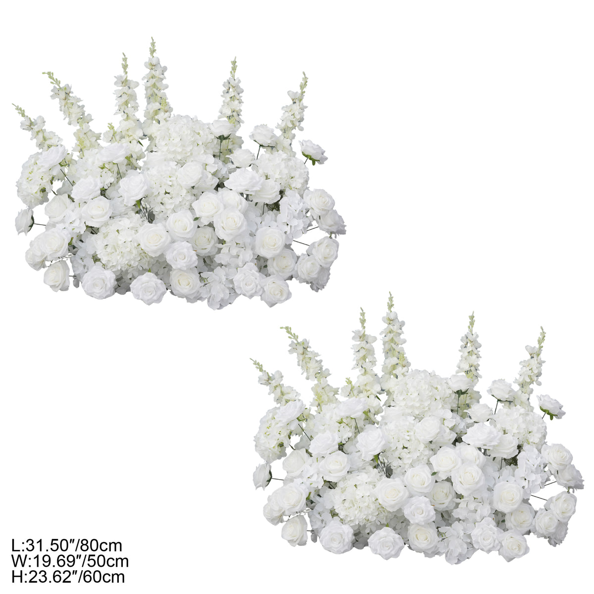 Beach ocean background white floral curved arch wedding setup