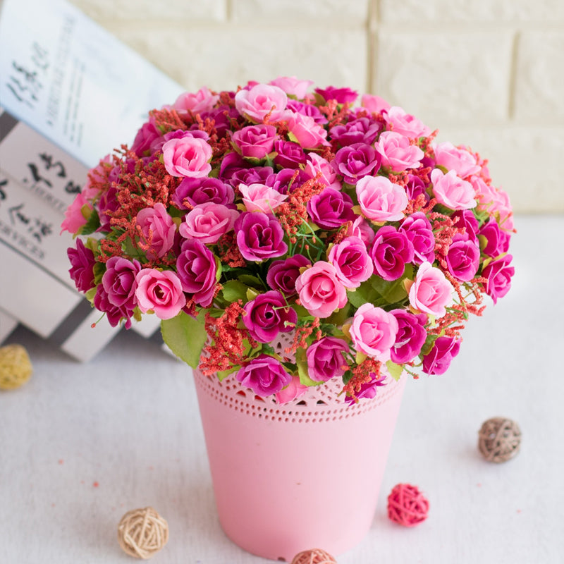 fake_rose_mixed_bloom_hot_pink_bunch