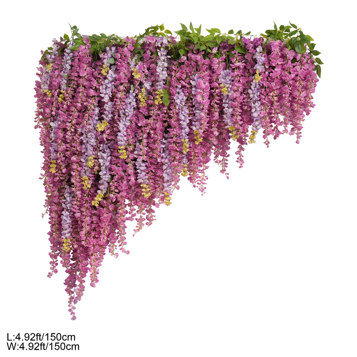 Blush and magenta wisteria blend, soft romantic flower wall for bridal events