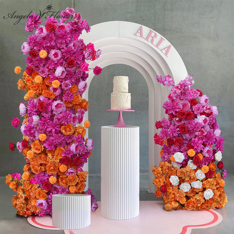 Luxury 5D Colorful Wedding Backdrop Arch KT Board Decor Floral Arrangement  Floor Flower Row A7668 A8118 A1099 A7666 A7763