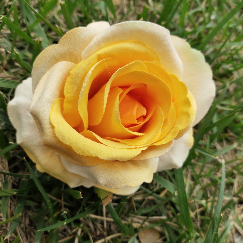 Ivory white fake rose flower head