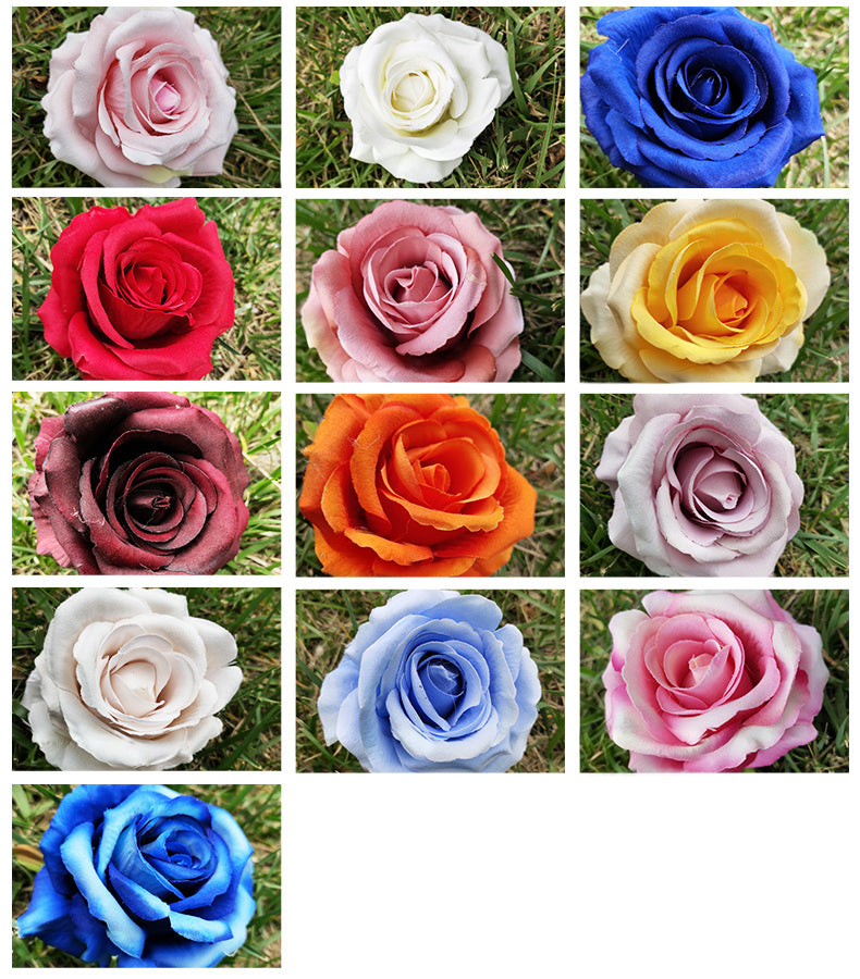 White artificial rose bloom head