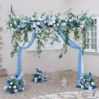 A8618 Blue White Series Wedding Backdrop Floral Arrangement