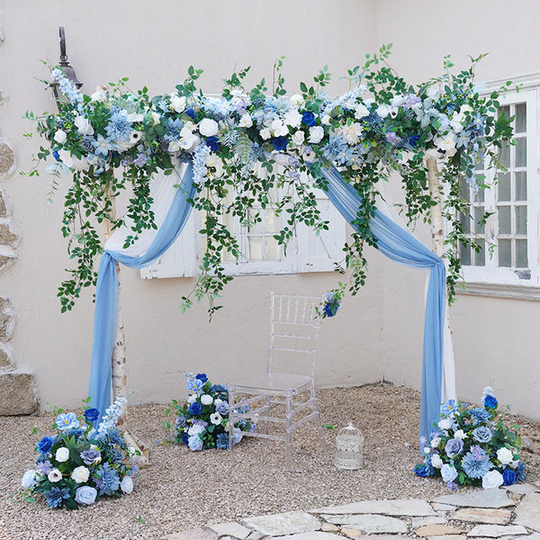 A8618 Blue White Series Wedding Backdrop Floral Arrangement