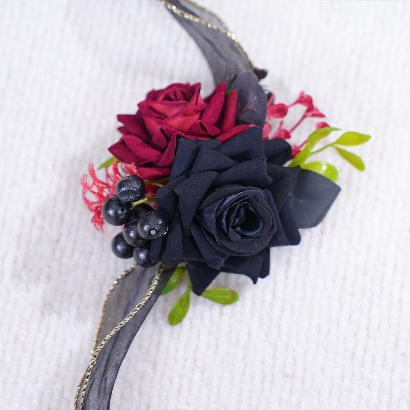 Black Burgundy Series Wrist Flower Bride And Groom Wedding