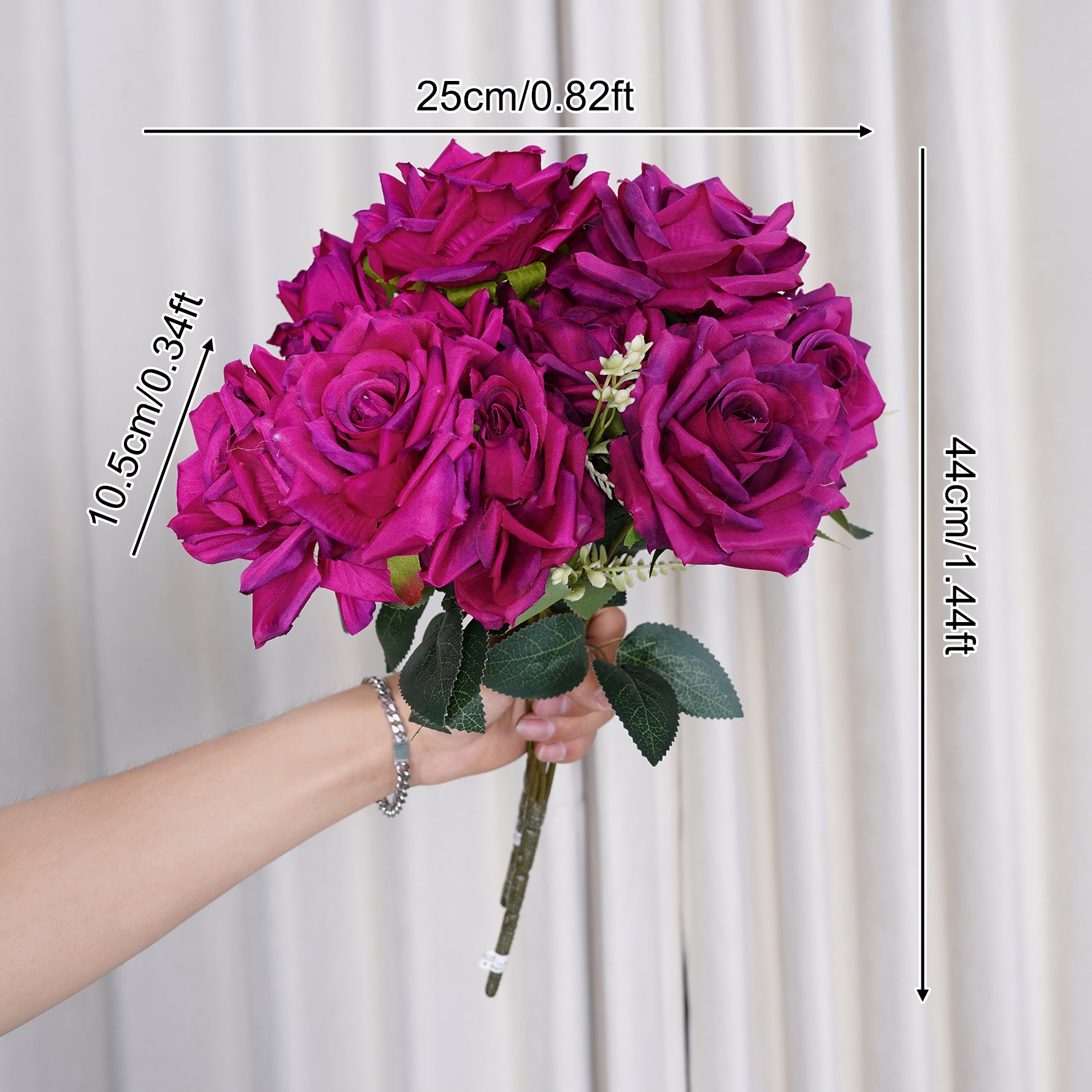 ローズ様 A8047 10pcs 44cm Artificial 7 Heads Rose Flower Bouquet