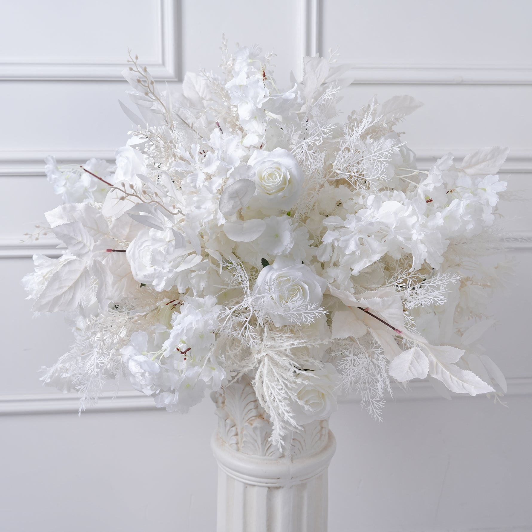 A8840 Pure White Rose Hydrangea Leaf Flower Ball Table