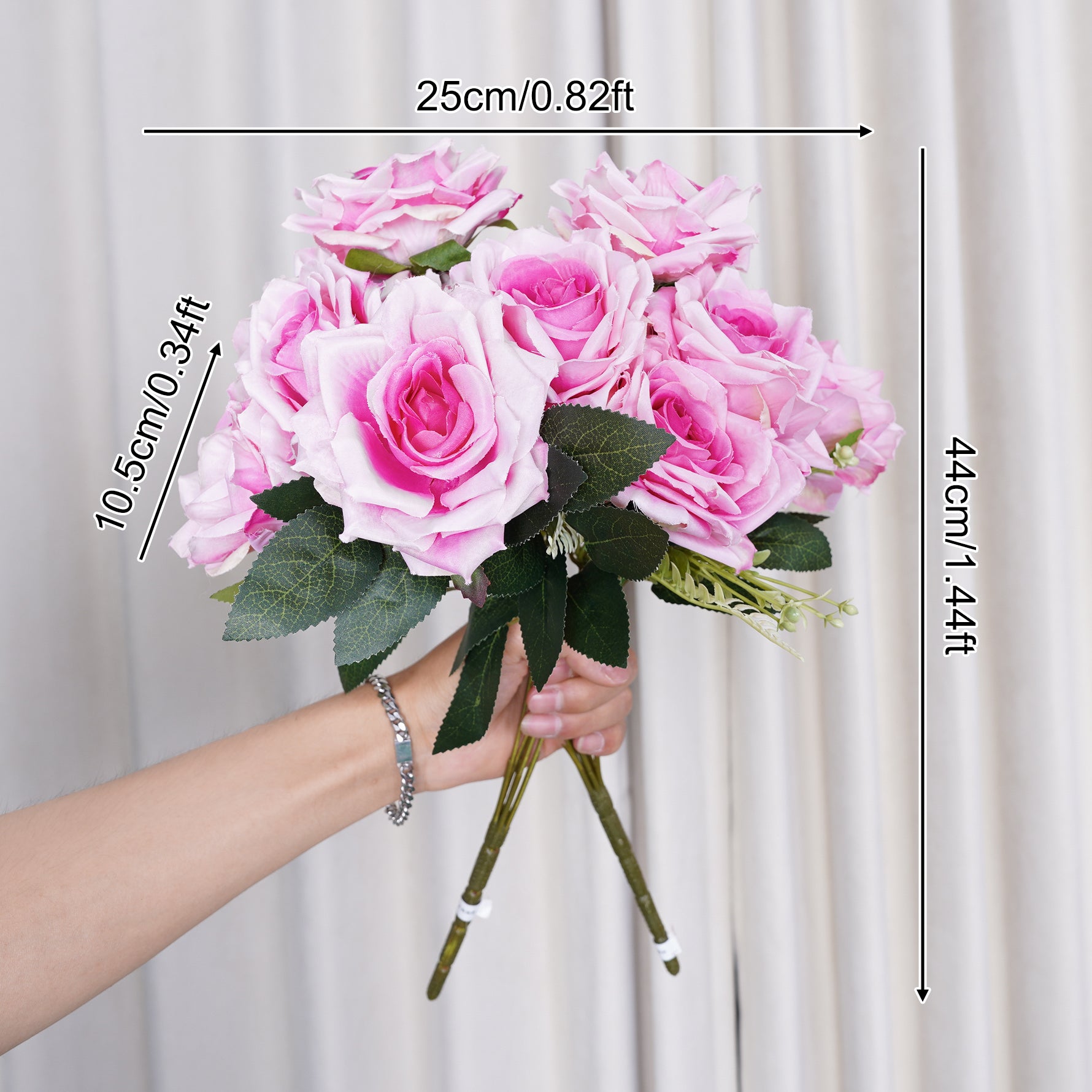 A8047 10pcs 44cm Artificial 7 Heads Rose Flower Bouquet