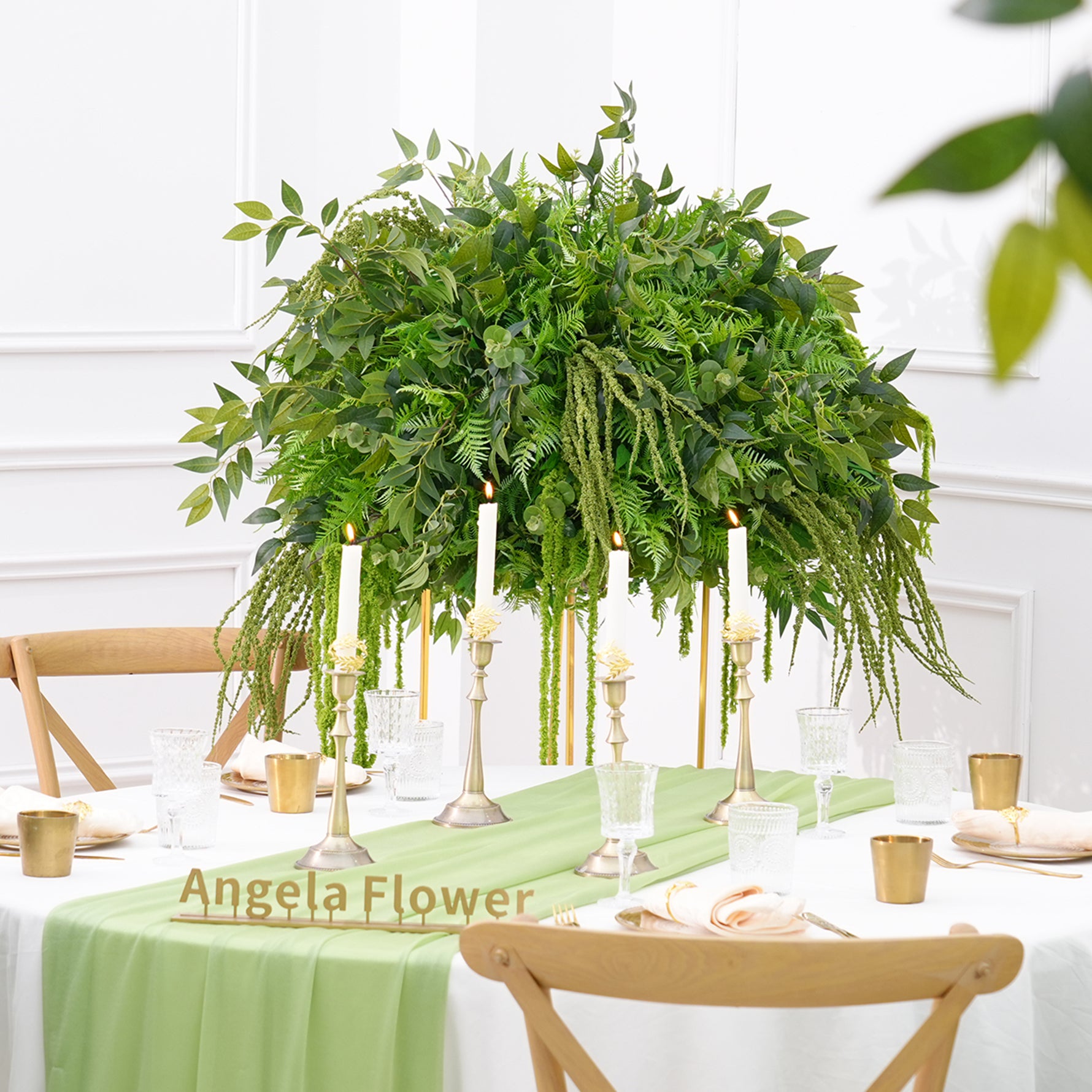 A8868 Mori Greenery Rattan Flower Ball Wedding Table Centerpieces