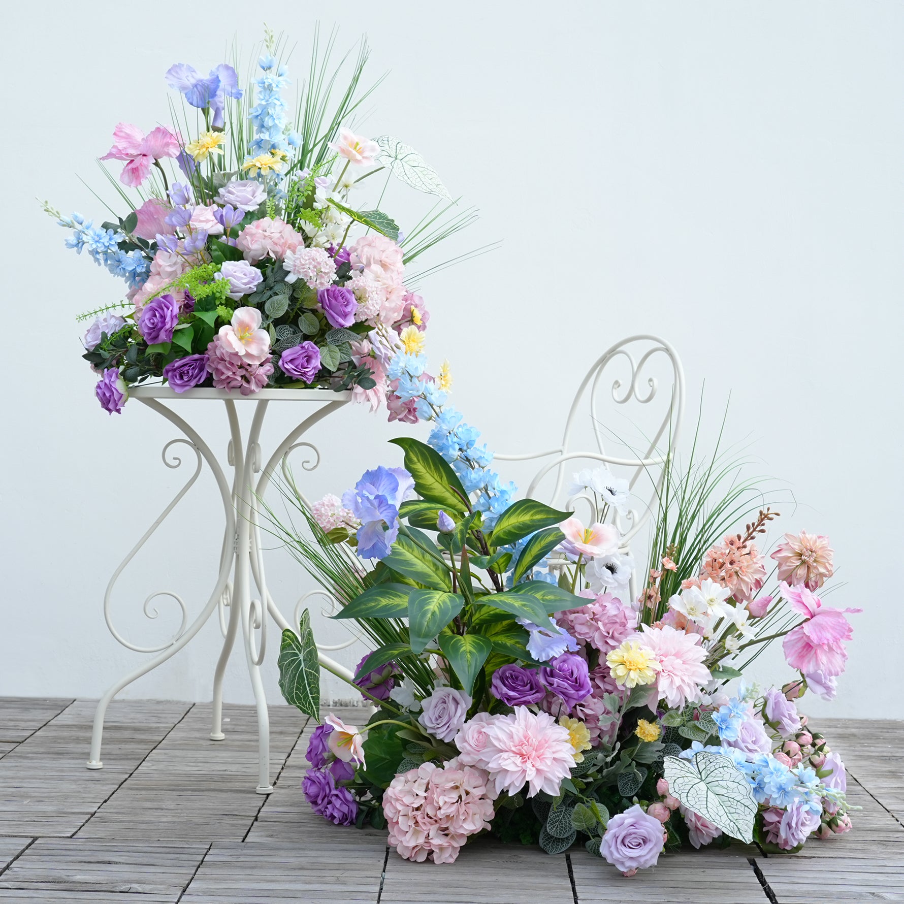 A8781 Purple Blue Series Flower Row Decor Wedding Horn Arch Floor Flor –  Angela Flower