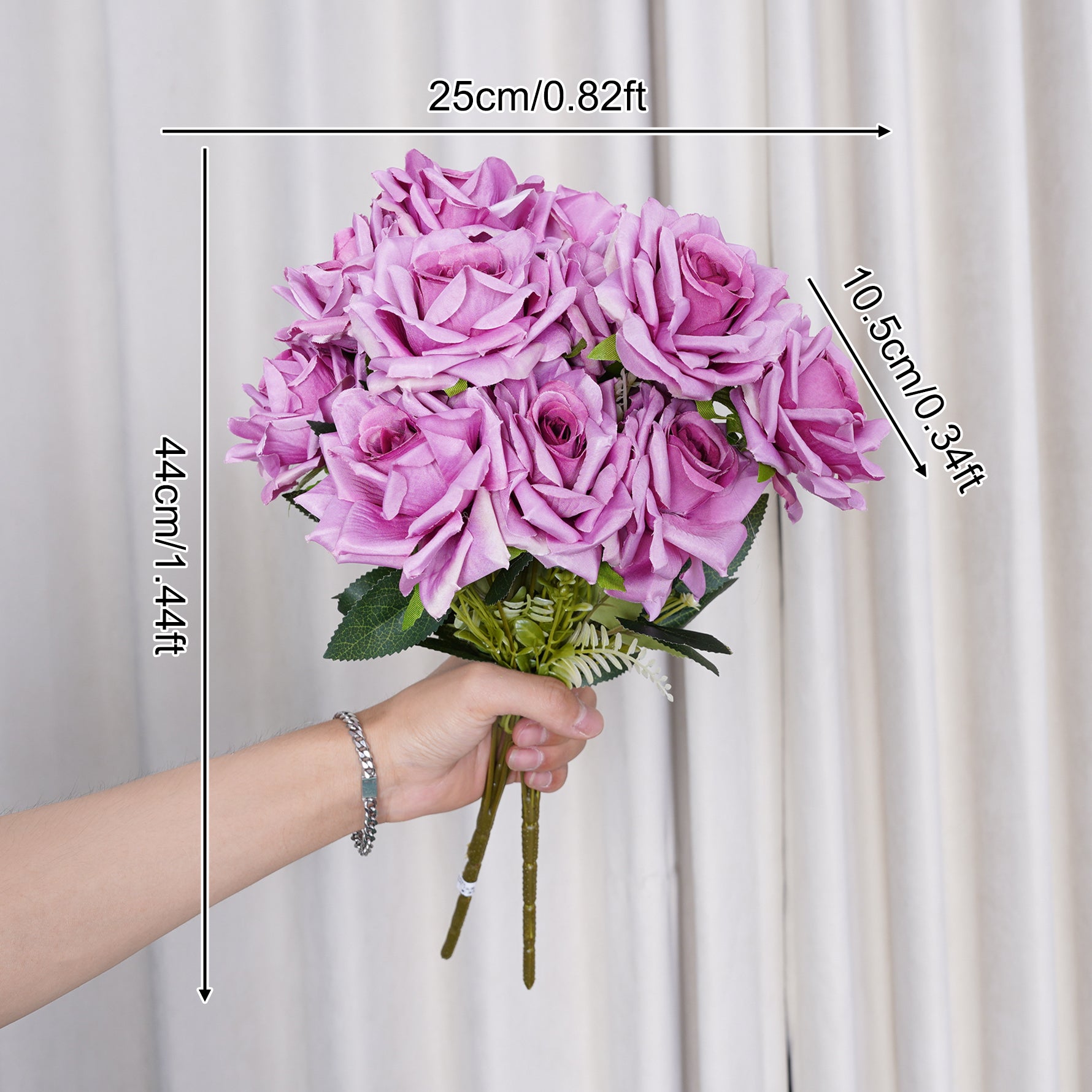 A8047 10pcs 44cm Artificial 7 Heads Rose Flower Bouquet – Angela