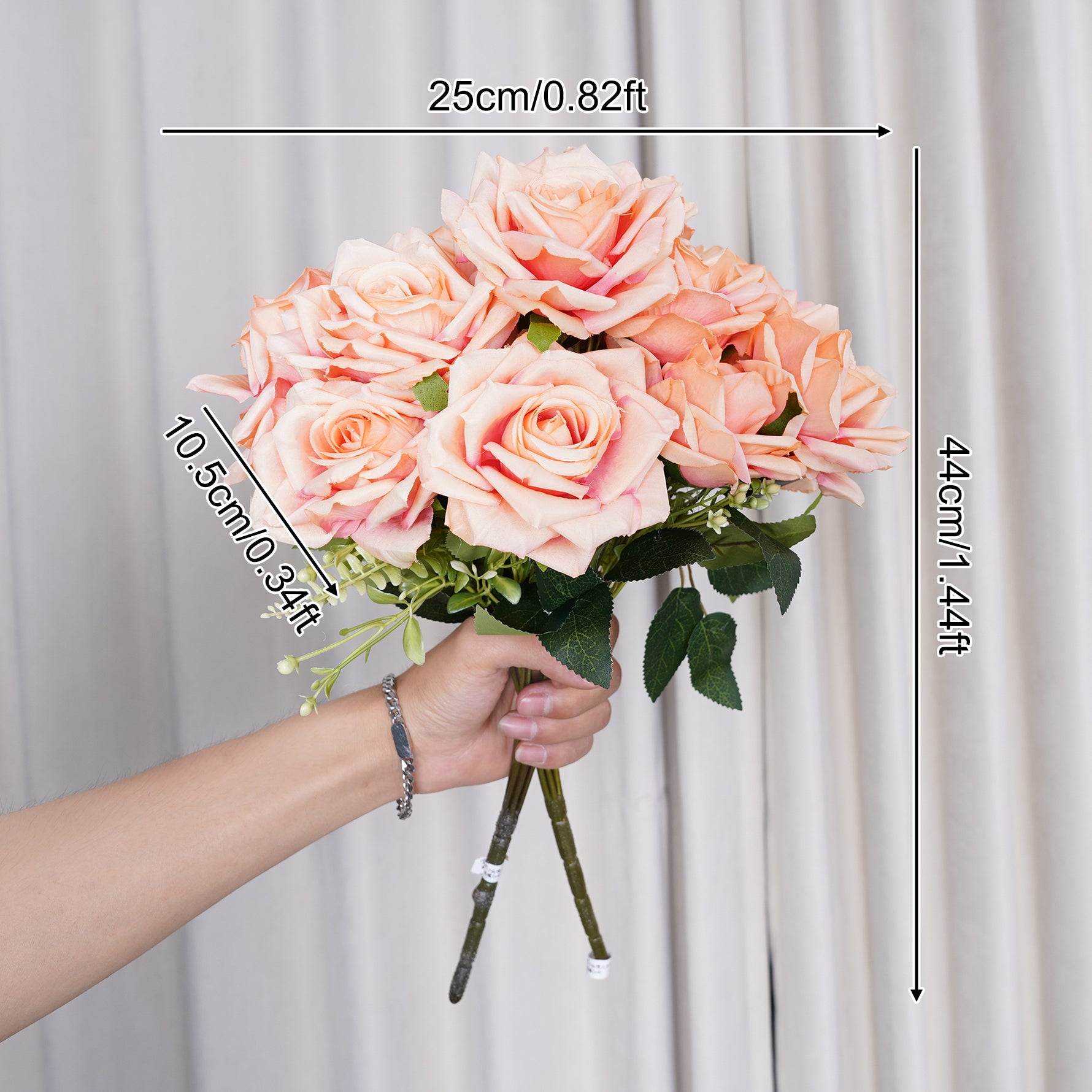 A8047 10pcs 44cm Artificial 7 Heads Rose Flower Bouquet – Angela