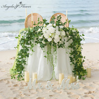 A9001 7.5ft White Rose Garland Artificial Spring Floral for Backdrop Mantle Decoration