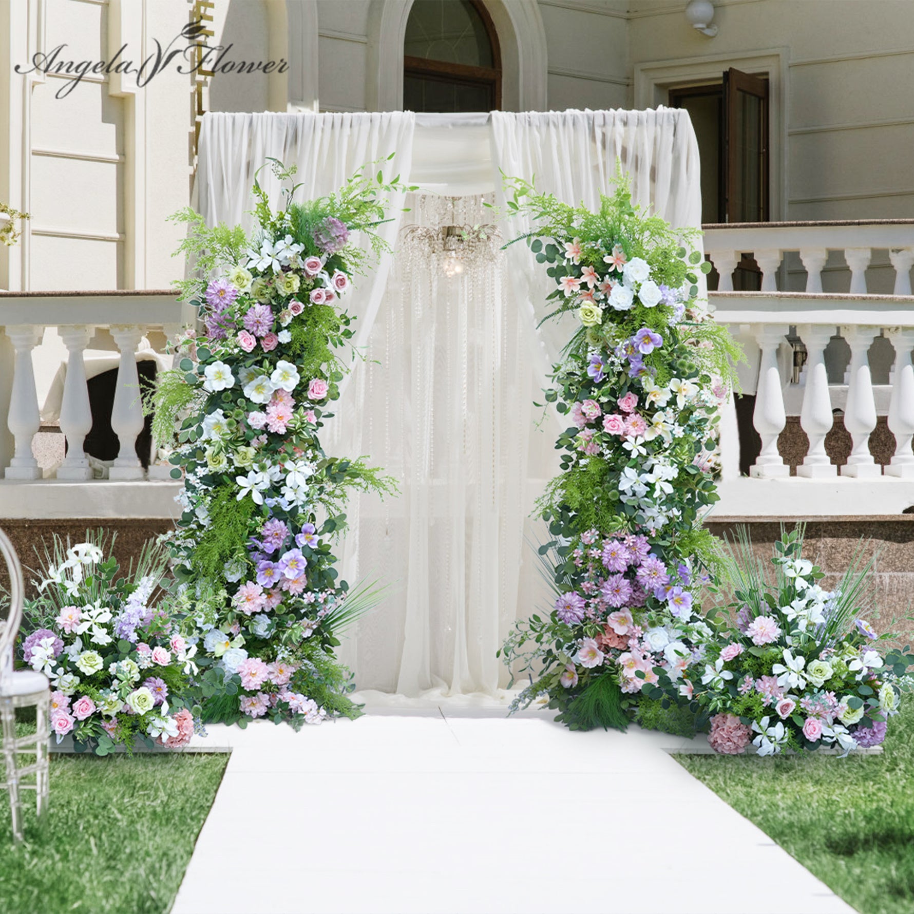 A8793 Mori Greenery Flower Arrangement Decor Wedding Horn Arch