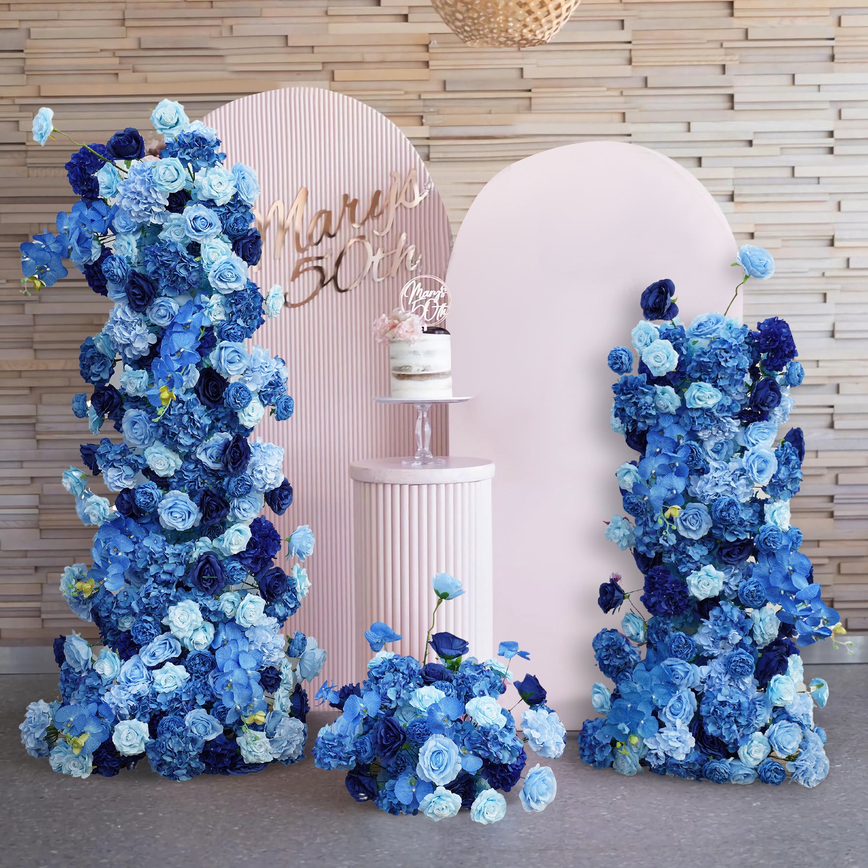 S-A7662 2pcs Blue Rose Flower Arrangement Table Centerpieces