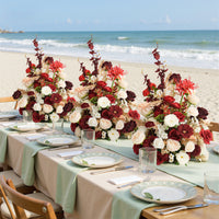 A9060 Artificial White Red Flower Gold Leaves Table Centerpiece Wedding Event Supplies