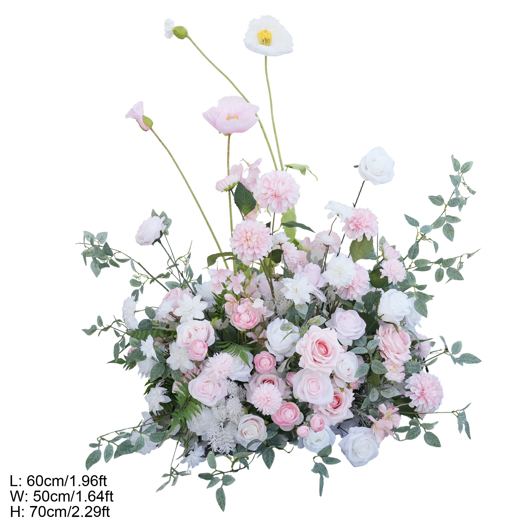A9073 Artificial Greenery Pink Rose Floral Row Aisle Flower