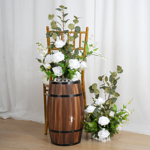 A8624 White Series Eucalyptus Leaves Fence With Flower