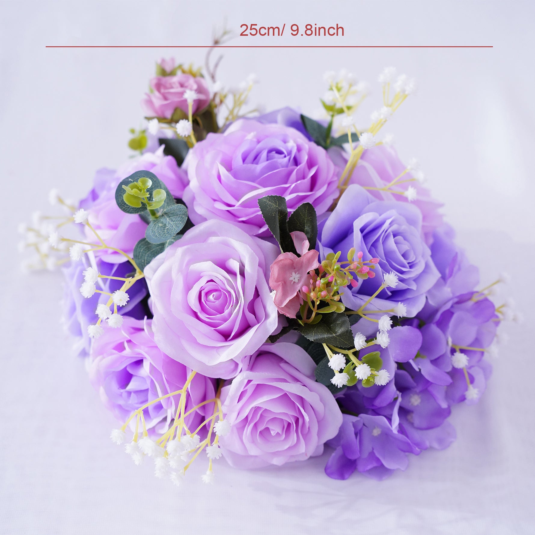 A7882 Purple Rose Baby Breath Hanging Flower Row Wedding Backdrop