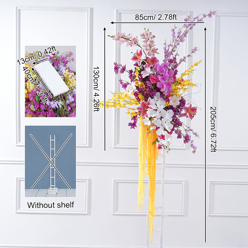 A8831 Purple Yellow Orchid Hang Flower Row Floor Floral Wedding