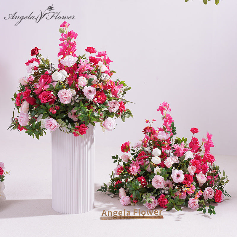 A866316 Hot Pink Series Rose Greenery Floor Flower Arrangement