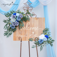 A8634 Blue White Series With Greenery Welcome Sign Flower Wedding Props