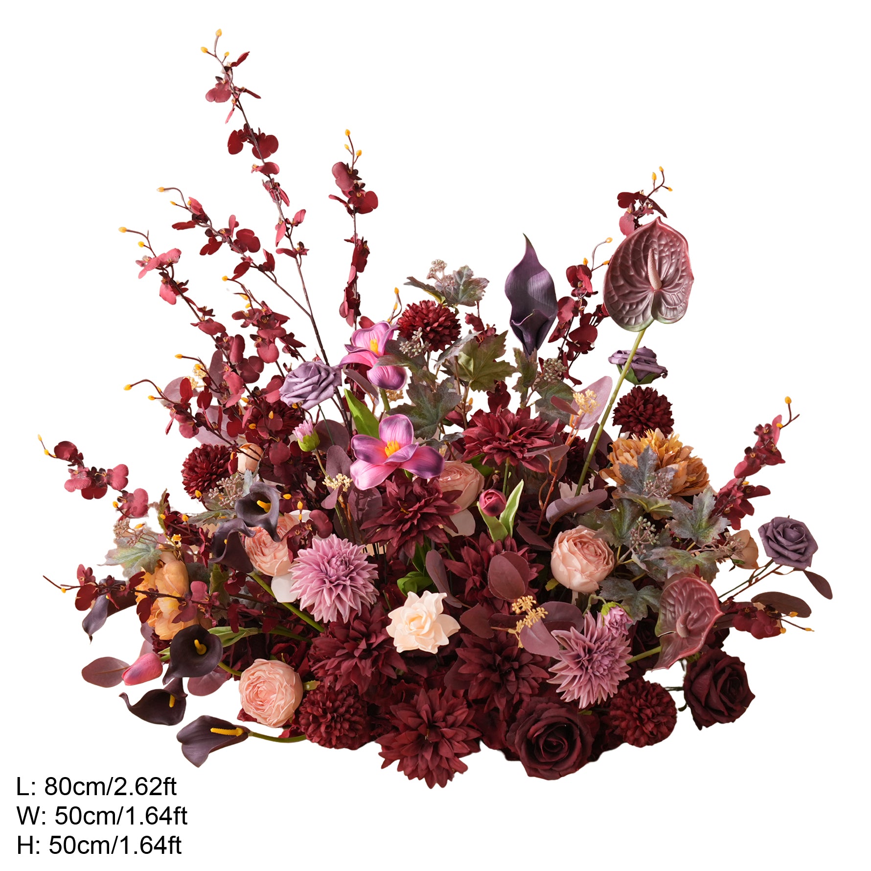 Burgundy Artificial Calla Lily Rose Aisle Floor Flower Event Party