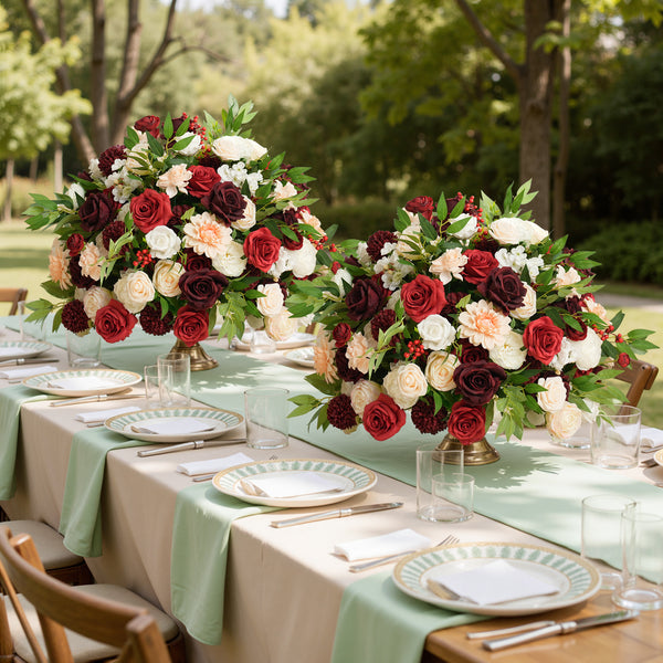 A9060 Artificial White Red Rose Greenery Centerpiece Ball Wedding Banquet Table Decor