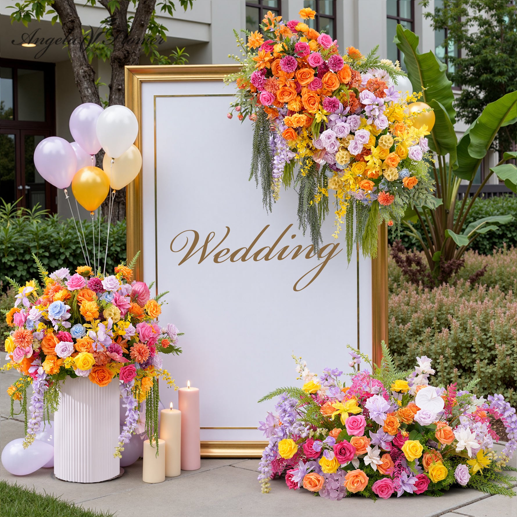 A8947 Colorful Rose Vine Hang Floral Table Centerpiece Aisle