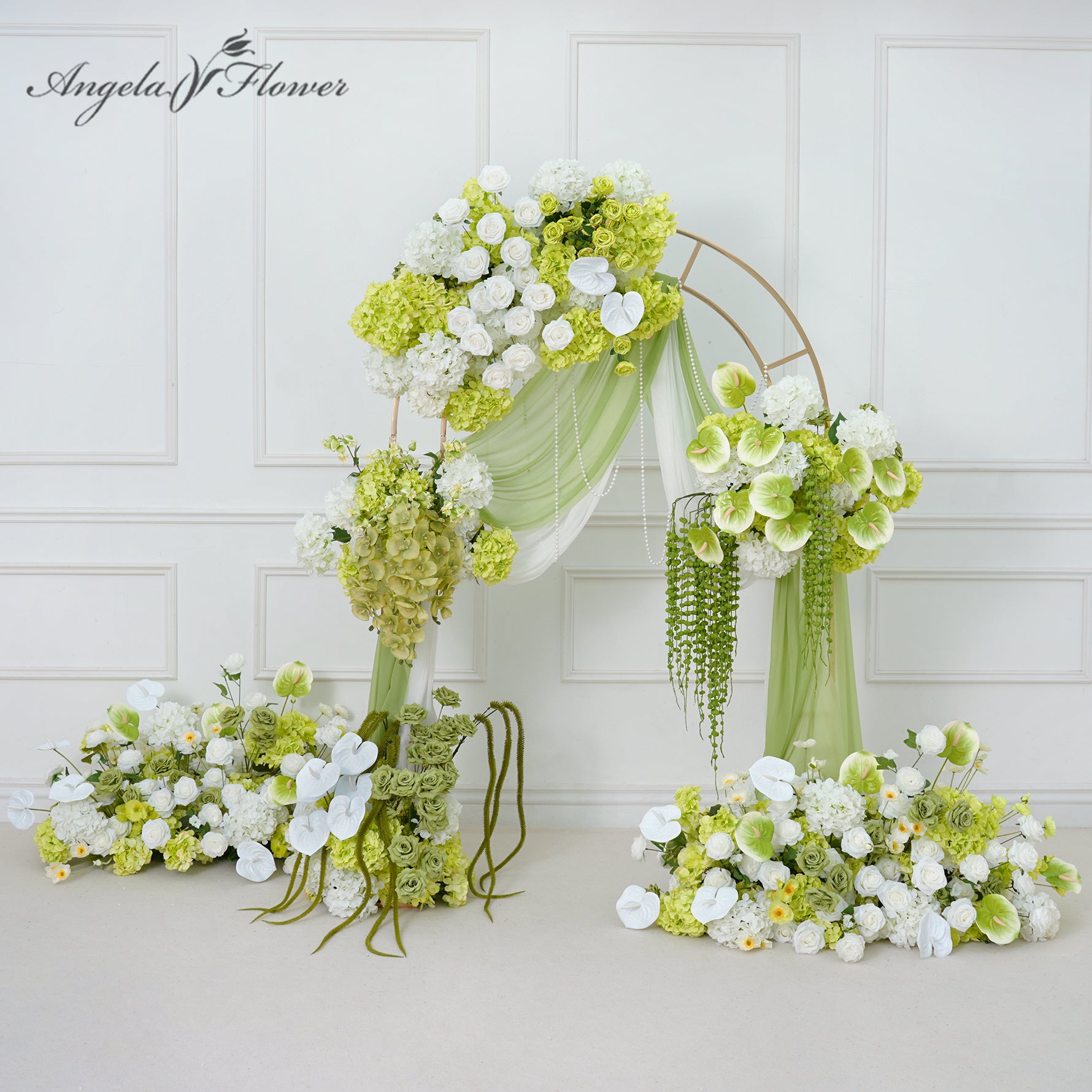 AIブーケ Angela Flower Champagne White Series With Greenery Floral