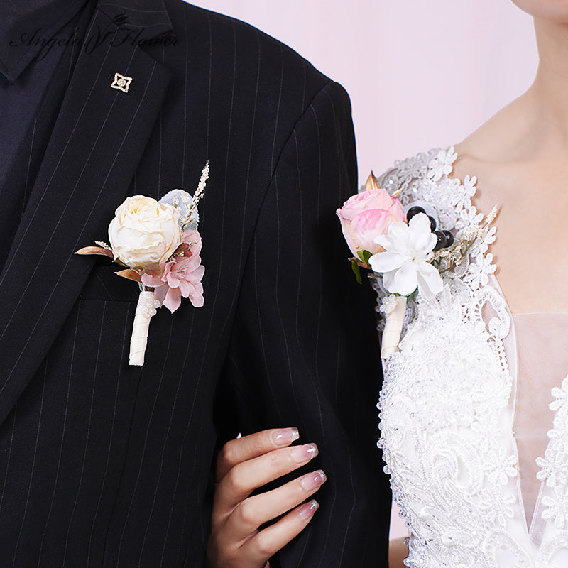 A864609 Bean Paste Color Series Corsage Flower Bridal Bridegroom Weddi Angela Flower A864609 Bean Paste Color Series Corsage Flower Bridal Bridegroom Weddi Angela Flower