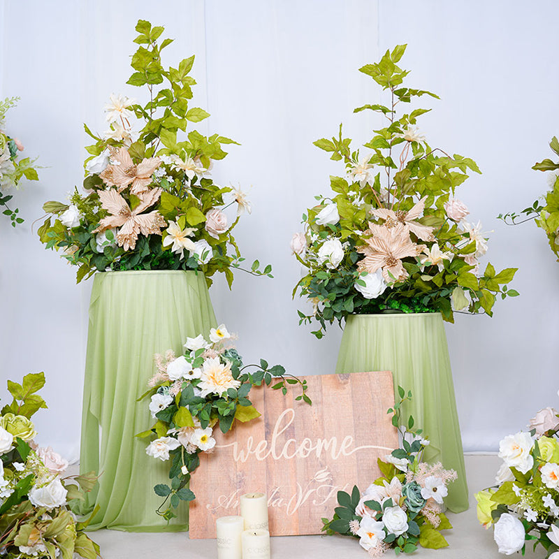 A86399 Champagne White Series With Greenery Wedding Floor Flower