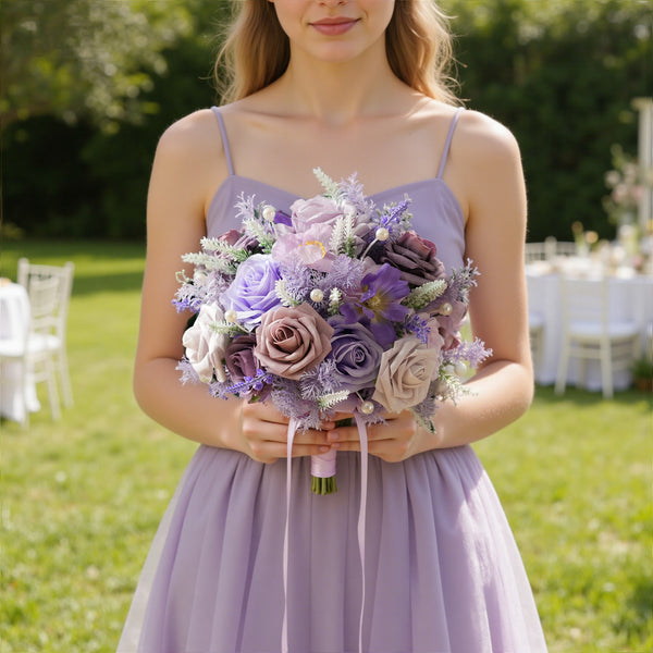 A9002 Artificial Romantic Purple Bridal Bouquet Wedding Event Accessories