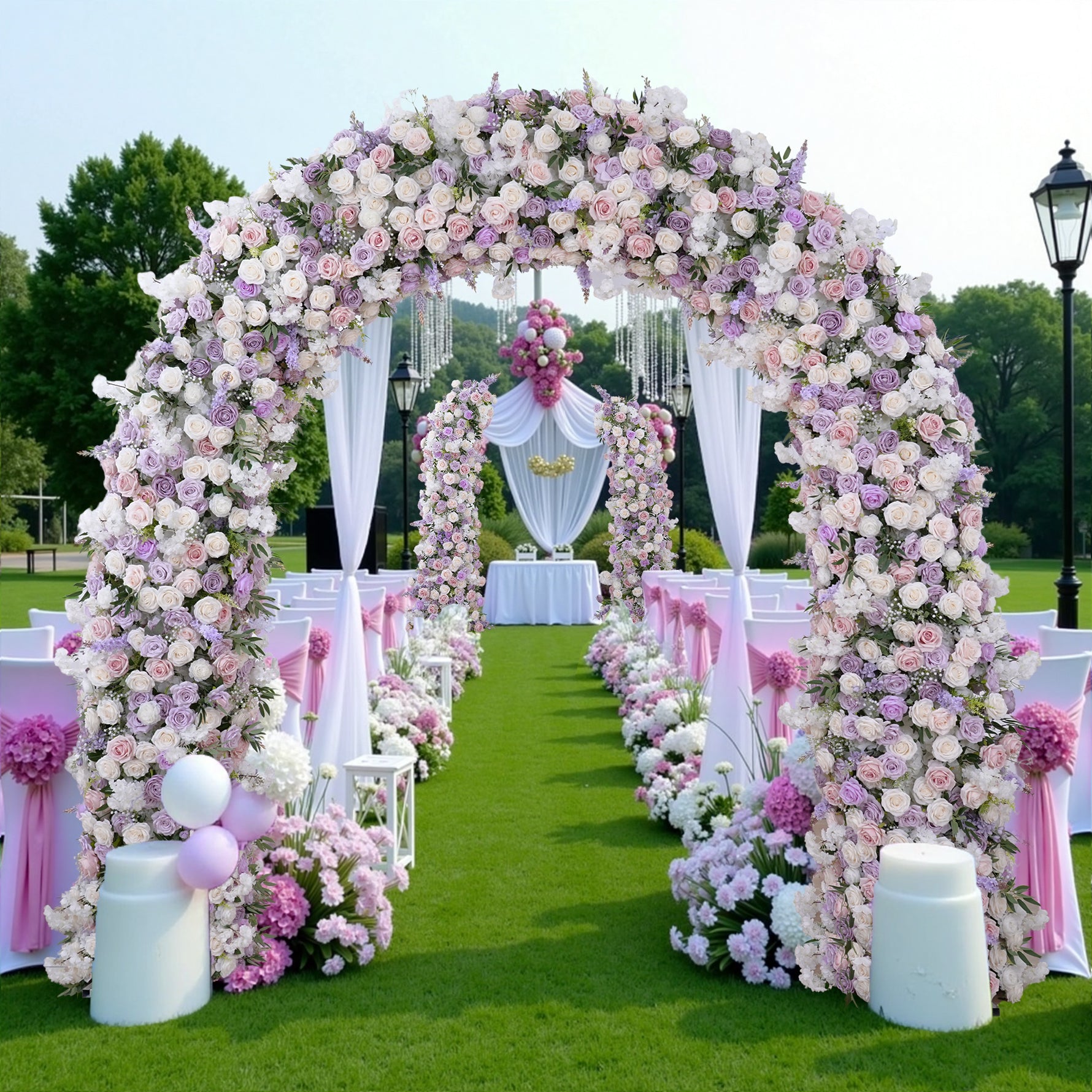 Hydrangea4936　0705 Angela Flower White Pink Rose Hydrangea Floral Arrangement