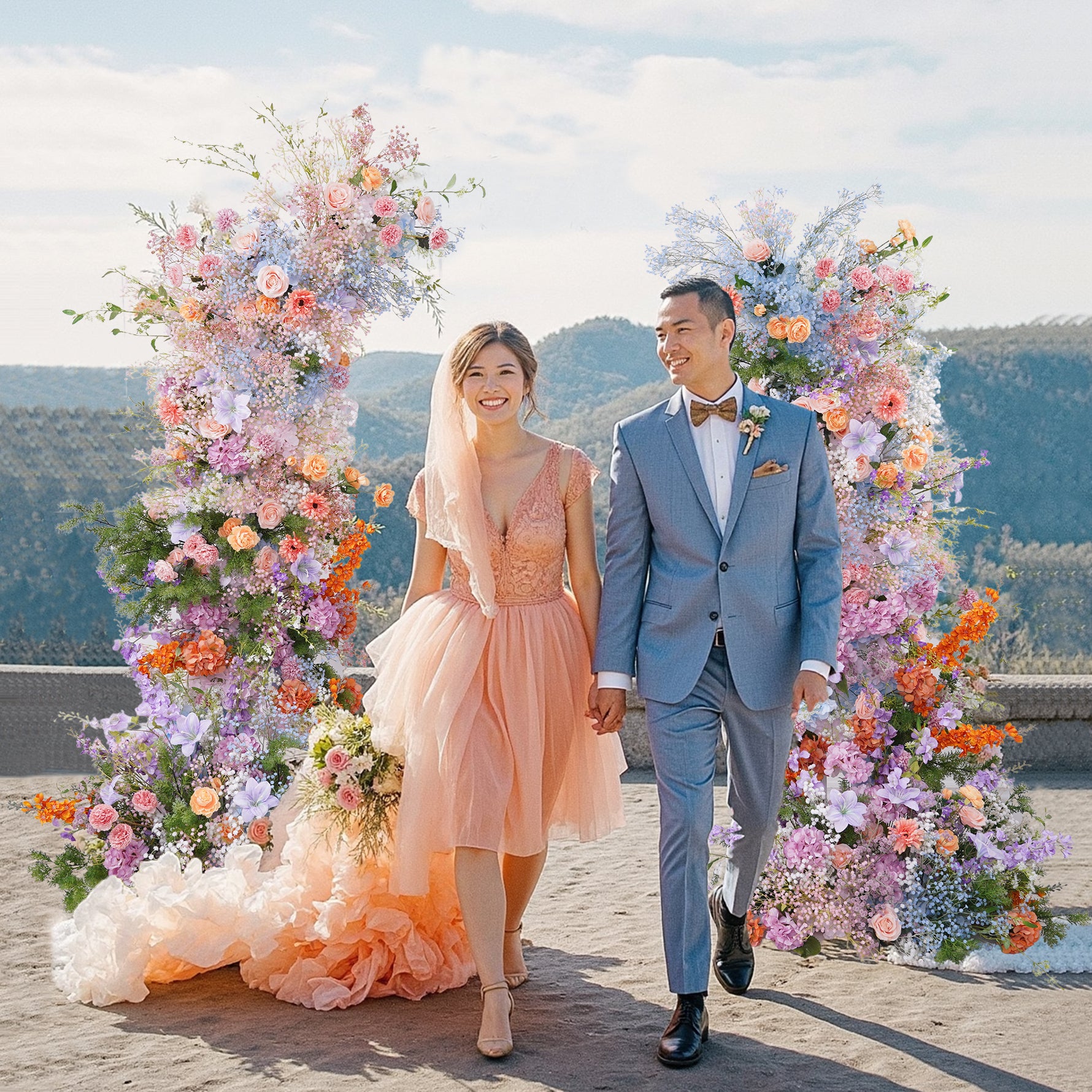 A8847 Colorful Flower Babysbreath Floral Arrangement Decor