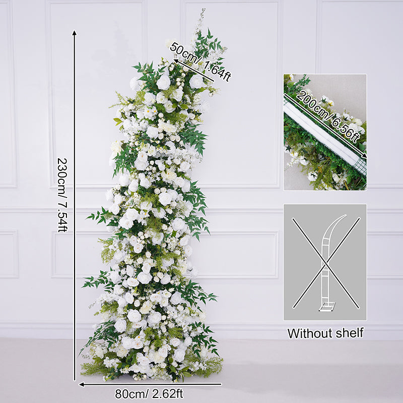 A8861 Mori White Rose Floral Arrangement Horn Arch Wedding Sign