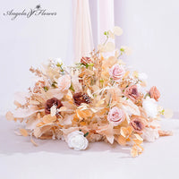 A863821 Champagne Series Rose Plant Leaf Floor Flower Row Wedding Event Props